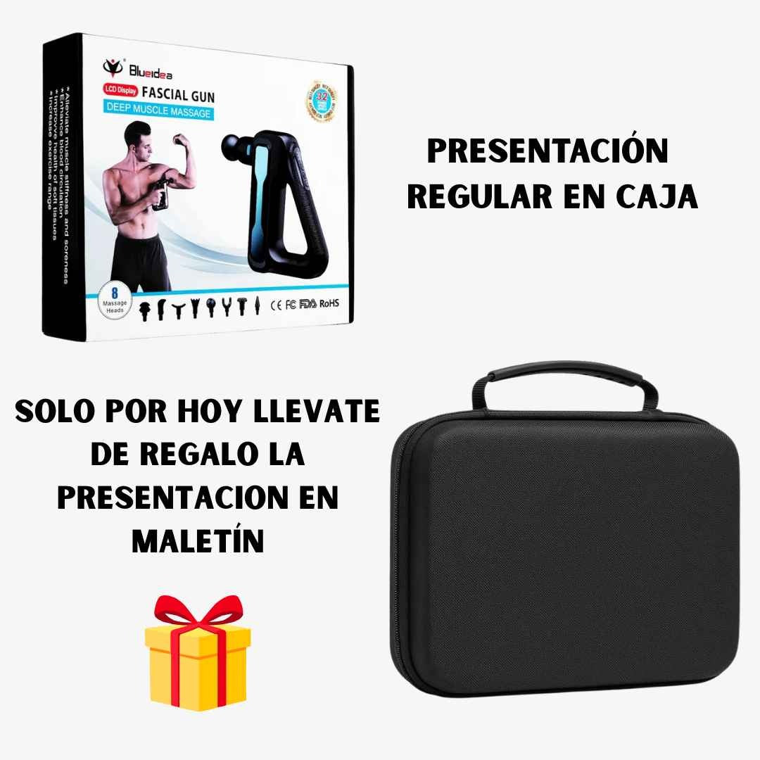 Masajeador Profesional de 32 Niveles de Potencia y 8 Cabezales + Maletin de Regalo 🎁