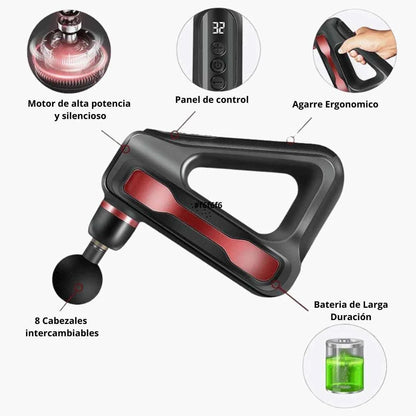 Masajeador Profesional de 32 Niveles de Potencia y 8 Cabezales + Maletin de Regalo 🎁
